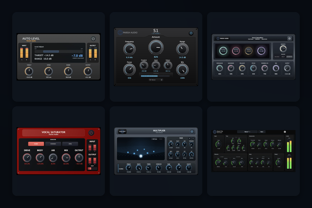 Parish Audio Vocal Production Bundle featuring six vocal processing plugins